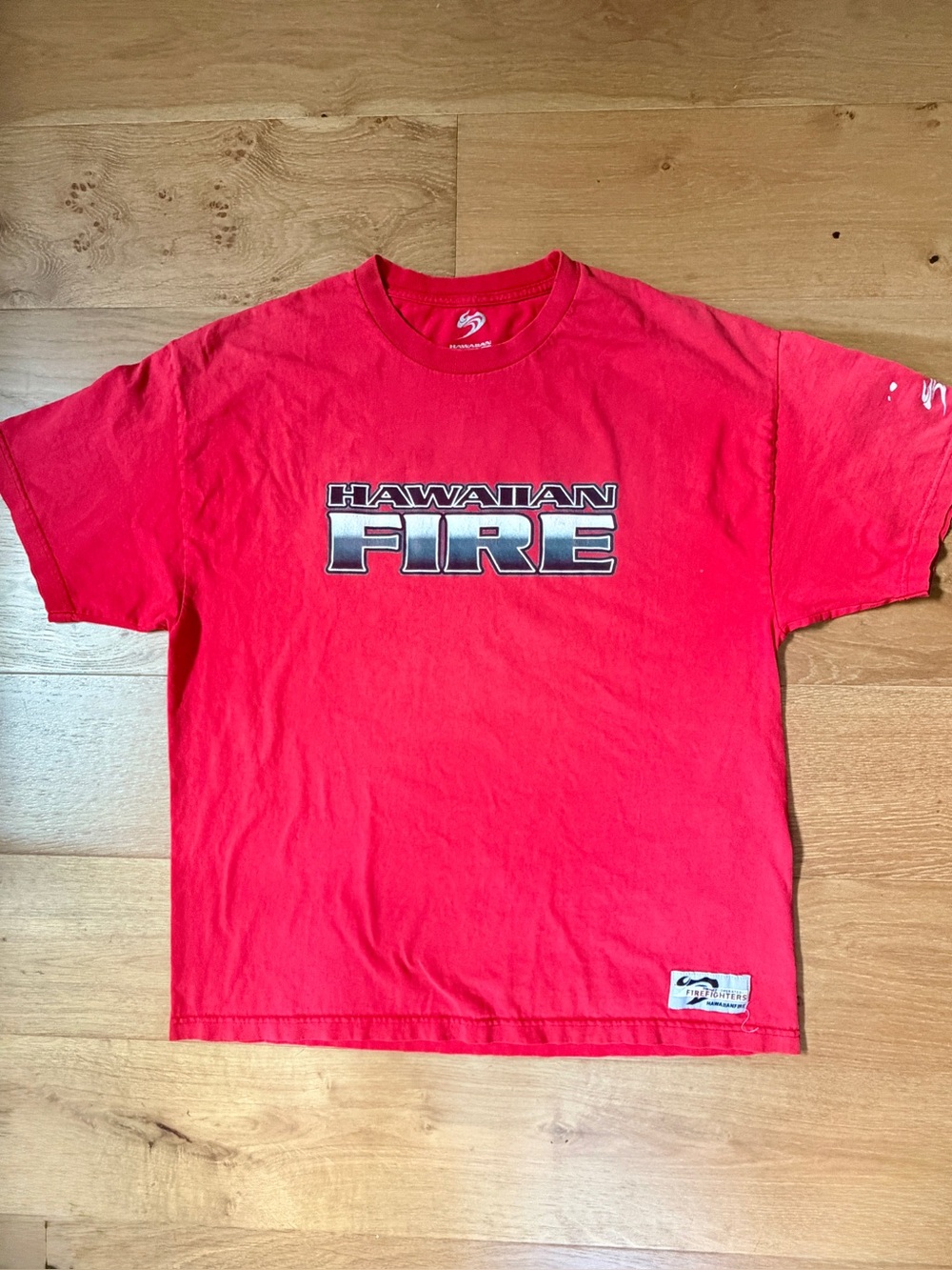 Hawaiian Fire Firefighters Official Logo Tee Red Men's XXL USA Island Maui Ohau